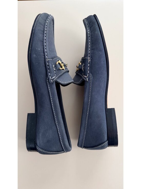 Bally Mens Navy Suede Loafers With Gold Horsebit Detailing Size 42.5 Italy main image 14